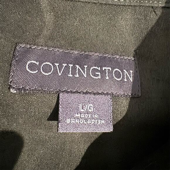 Covington Forest Green Faux Suede Long Sleeve Button-Up Shirt Green L Christmas - Picture 4 of 9